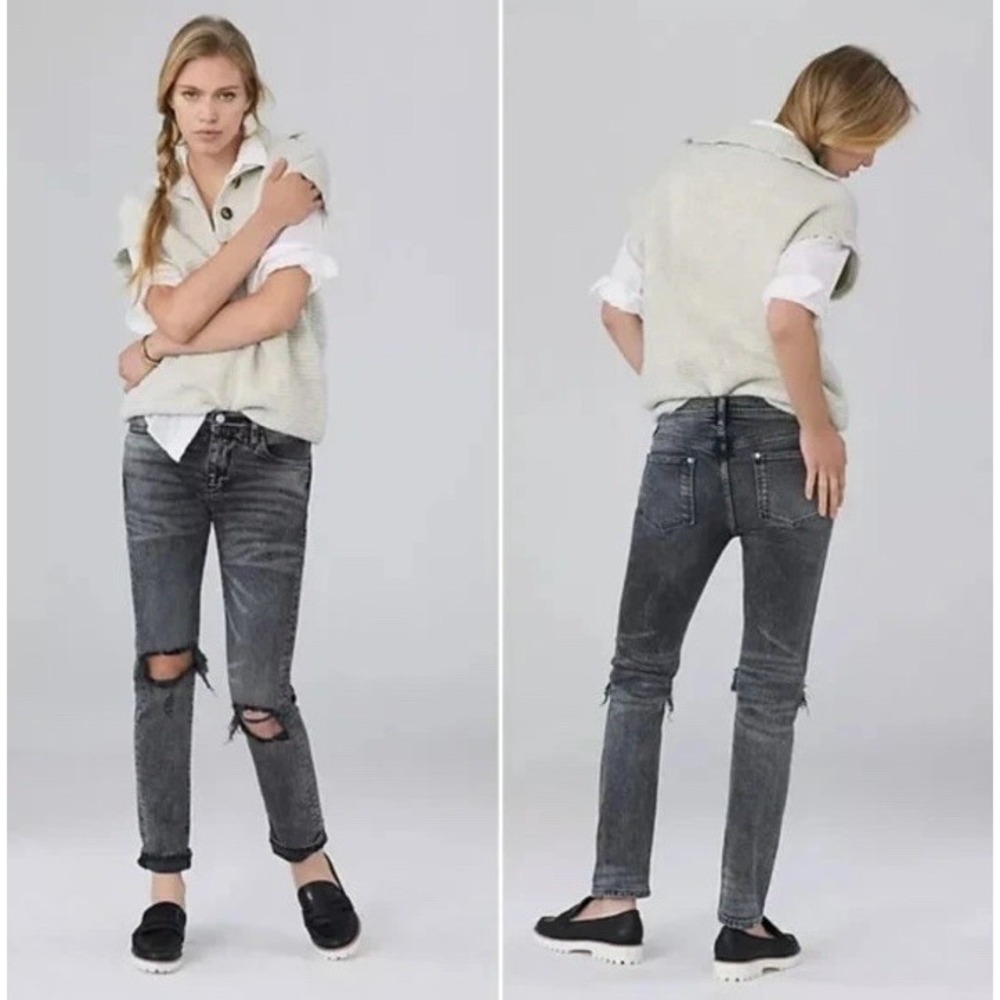 Anthropologie Pilcro The Slim Boyfriend Black Jeans Distressed 27 Indie Sleaze